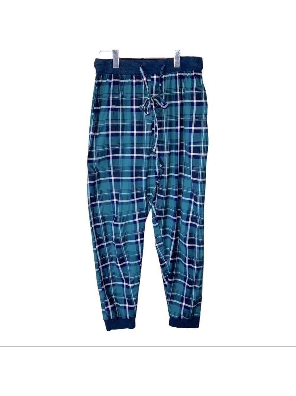 Rocawear Men's Size Large Plaid Flannel Drawstring Green Blue Lounge wear Pants
